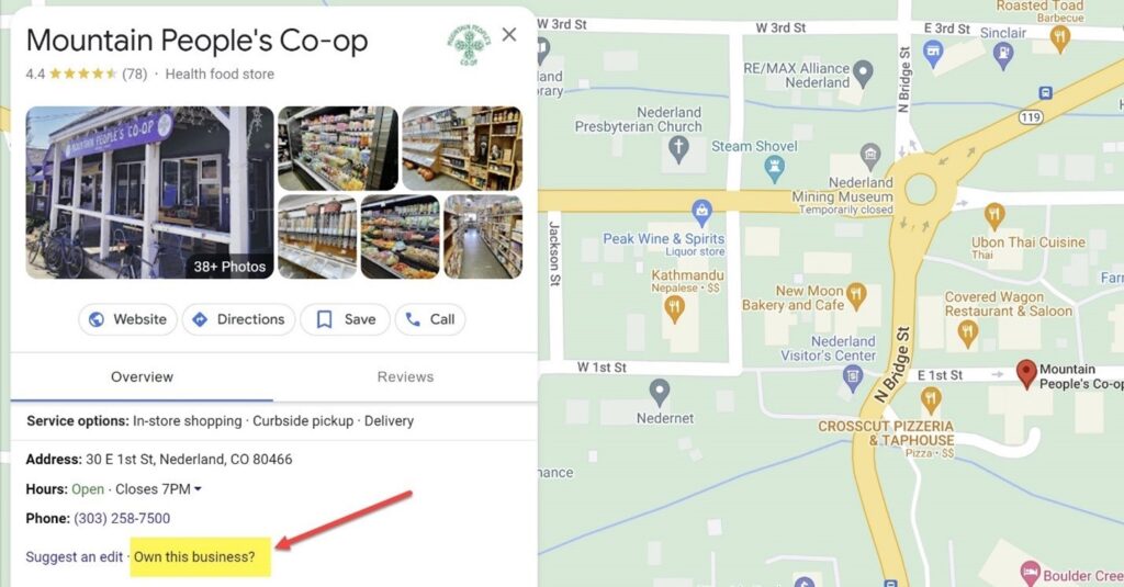 Google Business in Google Maps.