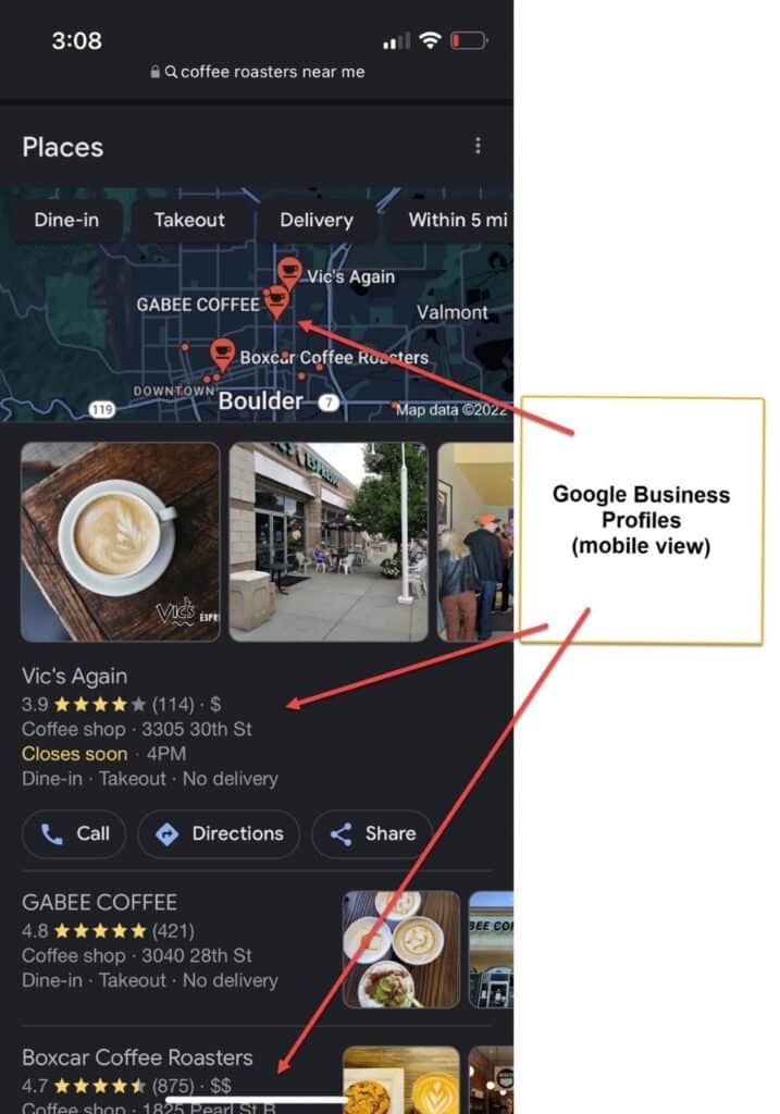 Google Business Profile – on mobile