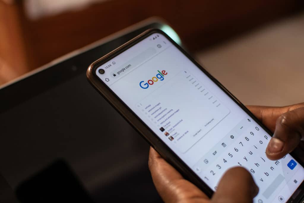 person using google to do a search